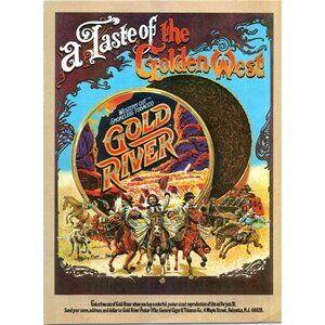 1981 Gold River Western Cut Tobacco Vintage Print Ad West Cowboys Wagon Wall Art